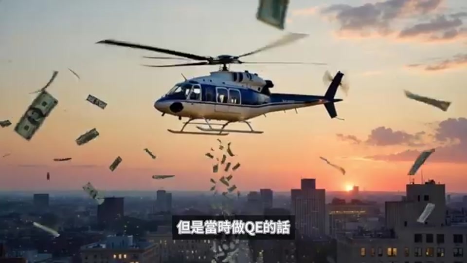 直升機撒錢象徵 QE