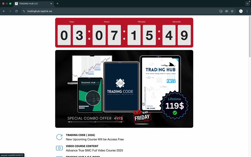 TRADiNG CODE 官方銷售頁面:Black Friday 限時優惠,顯示終身存取價格與課程組合內容